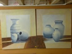 Two contemporary furnishing canvasses