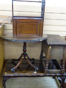 Small oval inlaid occasional table with claw feet on castors, glass topped Long John coffee table