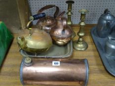 Good vintage copper, brass candlesticks etc