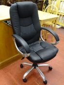 Modern faux leather and silver finished swivel office chair