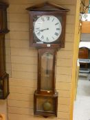 Tall reproduction pendulum wall clock, 146 cms high overall