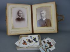 Victorian photograph album with vintage contents and a small quantity of collector's cards