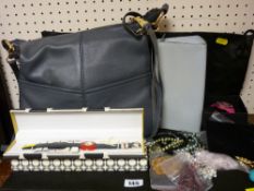Parcel of lady's items including designer handbag by Aimee Kesternberg, fancy purse, jewellery etc