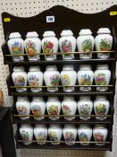 Ornamental spice rack with porcelain spice containers by Davenport