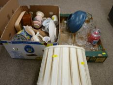 Two boxes of mixed china and glassware including Meakin etc