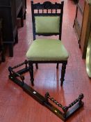 Nicely upholstered and studded carved back chair with a barley twist extending fender
