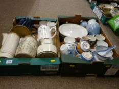 Two boxes of miscellaneous china to include Susie Cooper, T & G Green, Midwinter, Royal Copenhagen