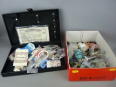 Collector's Australian postal note and a box of assorted buttons for haberdashery