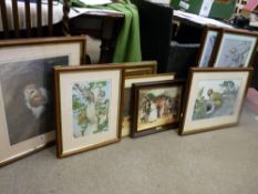 MATTHEW HILLIER 1983 print - Barn owl, 46 x 36 cms and a parcel of other ornithological prints and