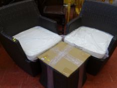 Bistro rattan 'Egg Set' of two armchairs and a small table