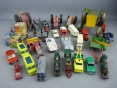Tray of vintage diecast and tinplate vehicles including Lesney, Mettoy etc