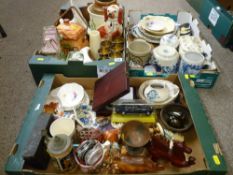 Three boxes of miscellaneous china to include Wedgwood, Aynsley etc