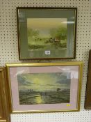 Two Oriental scene watercolours, 19 x 25 cms and 23 x 36 cms