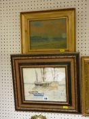 Two maritime related watercolours, one monogrammed, 19 x 24 cms and 16 x 20 cms