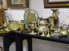 Excellent collection of ornamental Indian brassware including gong etc