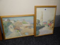 JIM EVANS watercolour, a pair - Anglesey scenes including Moelfre, 24 x 34cms & 34 x 24cms