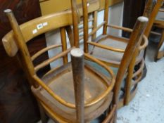 A set of eight bentwood vintage lightwood chairs from the same community hall venue as Lot 171