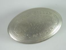Miners snuff box engraved GT. Malvern 1908