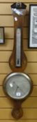 Antique mahogany barometer / thermometer with string decoration edging and inlaid decorated with