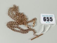 9ct gold curb link T bar chain 27.3gms Please note: not tested, hallmarks, weights and