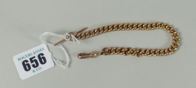 9ct gold curb link bracelet with T bar 27.7grams Please note: not tested, hallmarks, weights and