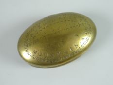 Brass snuff box engraved Aled Davies Mountain Ash 1899