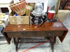 A parcel of furniture to include an unusual bow fronted two-drawer dressing table, reproduction drop