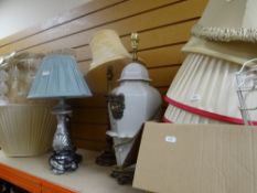 Parcel of various table lamps and shades