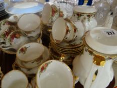 A parcel of Royal Albert 'Old Country Roses' teaware with teapot, coffee pot ETC