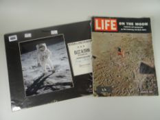 Buzz Aldrin photograph of moon landing mounted with Buzz Aldrin signature with certificate of