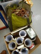 Bag containing good quality, as new, curtain tie backs together with a parcel of packing tape ETC