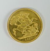 1887 gold double sovereign Victoria old head. 16 grams