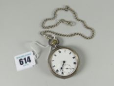 Silver pocket watch and chain