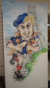 N J DAVIES very large oil on canvas - former rugby player Thomas Castaignede of France, signed by