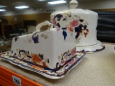 A Masons Mandalay cheese dome and base together with a matching butter dish