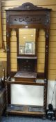 A vintage barley-twist and mirror back hall wash stand, 69cms wide