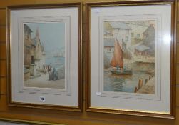 THOMAS MORTIMER (fl. 1880-1920) pair of watercolours - Cornish scenes with figures, cart-horse,