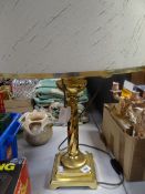 Brass spiral column four-branch table lamp