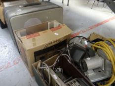 A collection of vintage mainly slide projectors including Sawyer's, a Eumig cine-projector