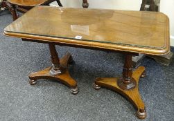 A twin-pedestal rosewood Long John-type coffee table, 90cms long