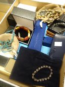 A collection of modern jewellery, boxes and pouches, mainly if not all costume jewellery (possibly