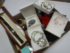 A collection of modern jewellery, boxes and pouches, mainly if not all costume jewellery (possibly