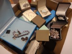 A collection of modern jewellery, boxes and pouches, mainly if not all costume jewellery (possibly