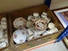 Box of part teasets including James Kent, Colin Wood, Royal Albert
