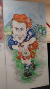 N J DAVIES very large oil on canvas - former rugby player Gary Armstrong of Scotland, signed by