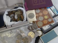 A parcel of collectables including coinage, watch, medallions, Royal Engineers badge ETC