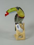 Swarovski crystal glass 'Paradise Bird' black diamond toucan on naturalistic base with original box,