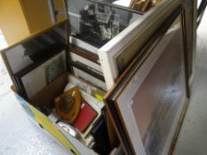 Selection of locomotive photographs, pictures, toys etc