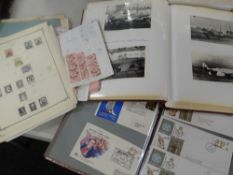 A parcel of black & white photographs of mainly WWII military air craft, folder of first day