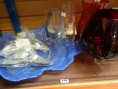 Dartington glass red glass vases, studio pottery vase ETC